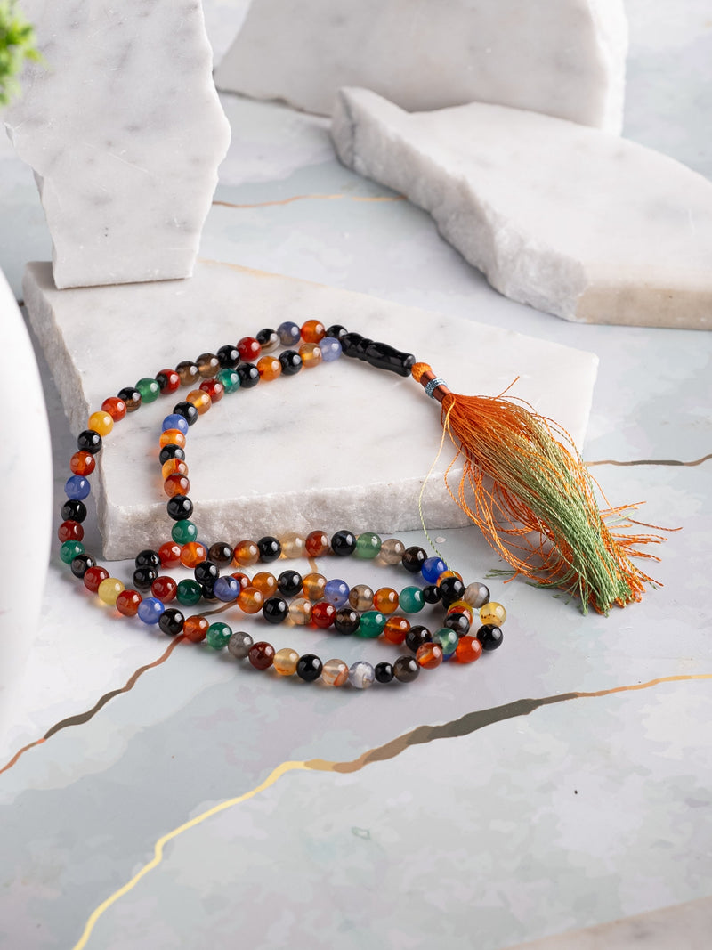 Multi Agate/Aqeeq Stone 100 Beads 8mm Tasbih