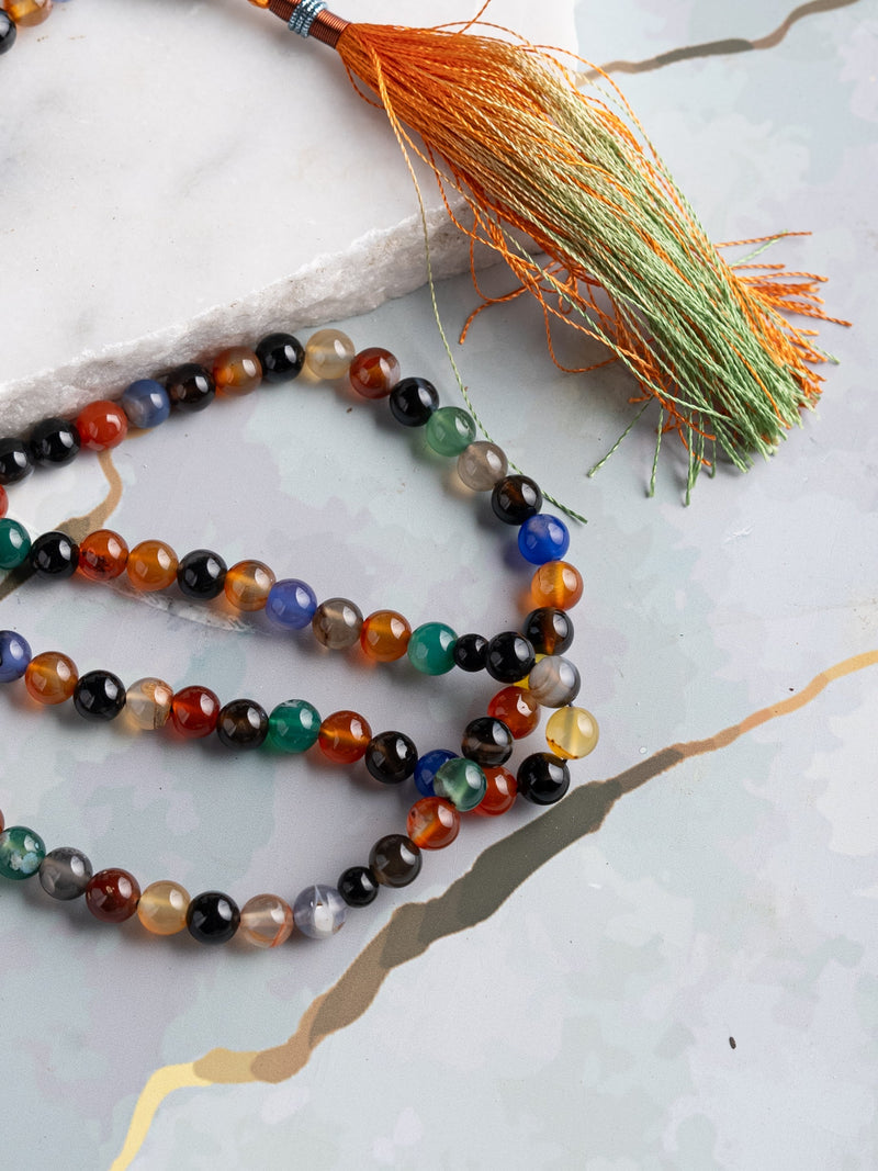 Multi Agate/Aqeeq Stone 100 Beads 8mm Tasbih