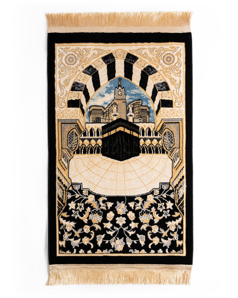 Kiswat Al Kaaba - Mada Carpet Prayer Mat Crafted in Madina, Saudi Arabia (BLACK)