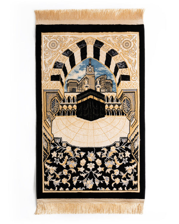 Kiswat Al Kaaba - Mada Carpet Prayer Mat Crafted in Madina, Saudi Arabia (BLACK)
