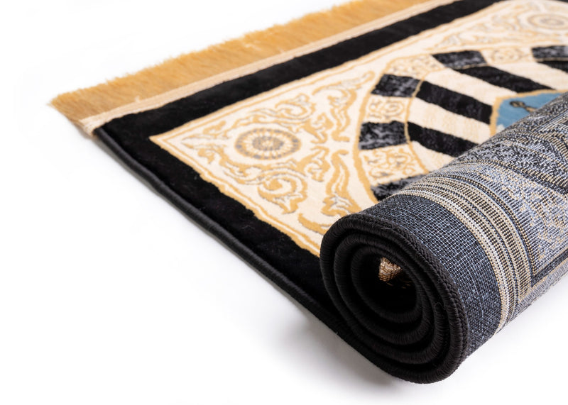 Kiswat Al Kaaba - Mada Carpet Prayer Mat Crafted in Madina, Saudi Arabia (BLACK)