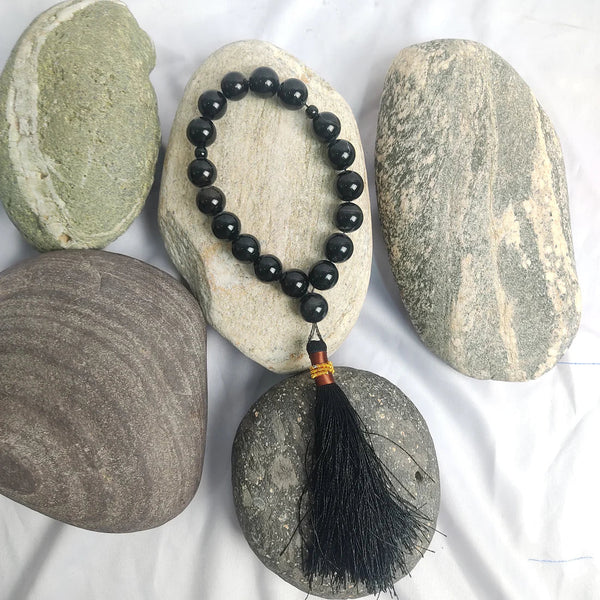 Black Aqeeq Tasbih 14 mm/ 17 Beads