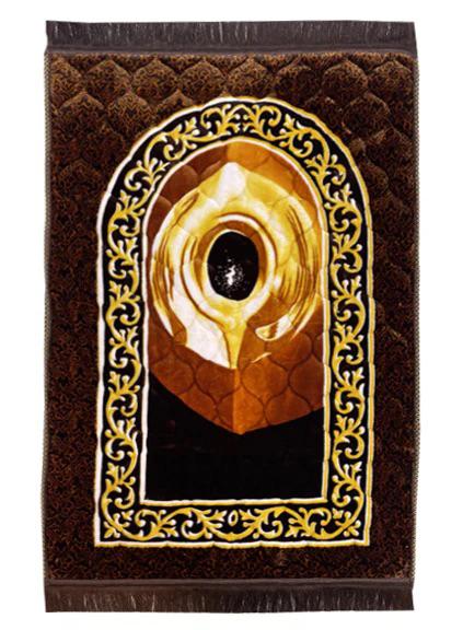 Maqam e Ibrahim Velvet Printed Janamaz | Soft Quilted Prayer Mat