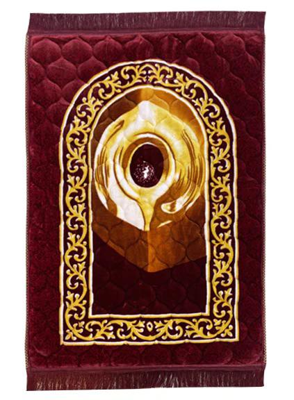 Maqam e Ibrahim Velvet Printed Janamaz | Soft Quilted Prayer Mat